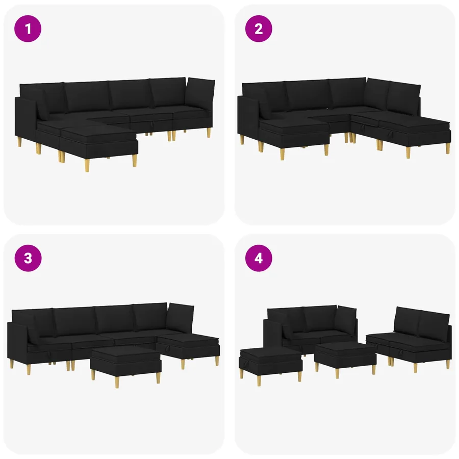 Canapé modulaire avec rangement 6 pcs Noir Tissu - 9