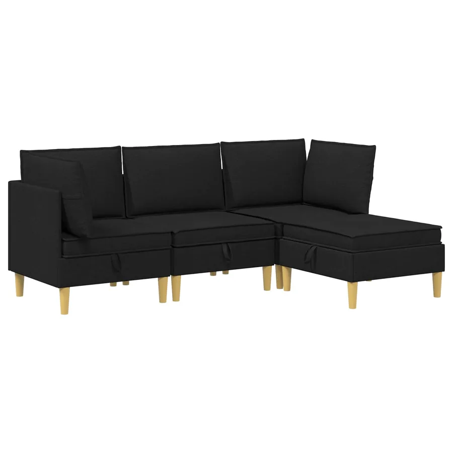 Canapé modulaire avec rangement 4 pcs Noir Tissu - 2