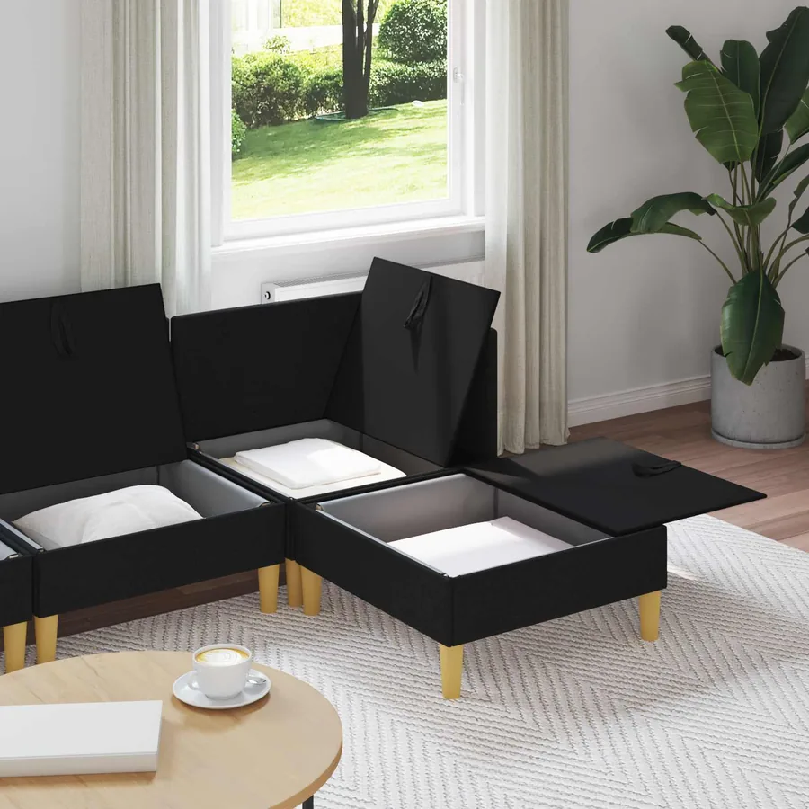 Canapé modulaire avec rangement 4 pcs Noir Tissu - 3