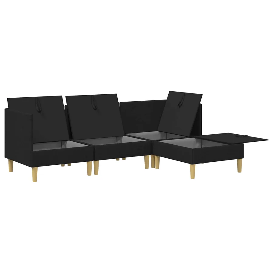 Canapé modulaire avec rangement 4 pcs Noir Tissu - 7