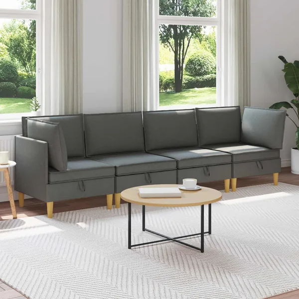 Canapé modulaire avec rangement 4 pcs Gris foncé Tissu