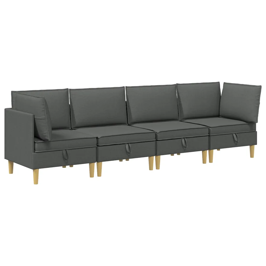 Canapé modulaire avec rangement 4 pcs Gris foncé Tissu - 2