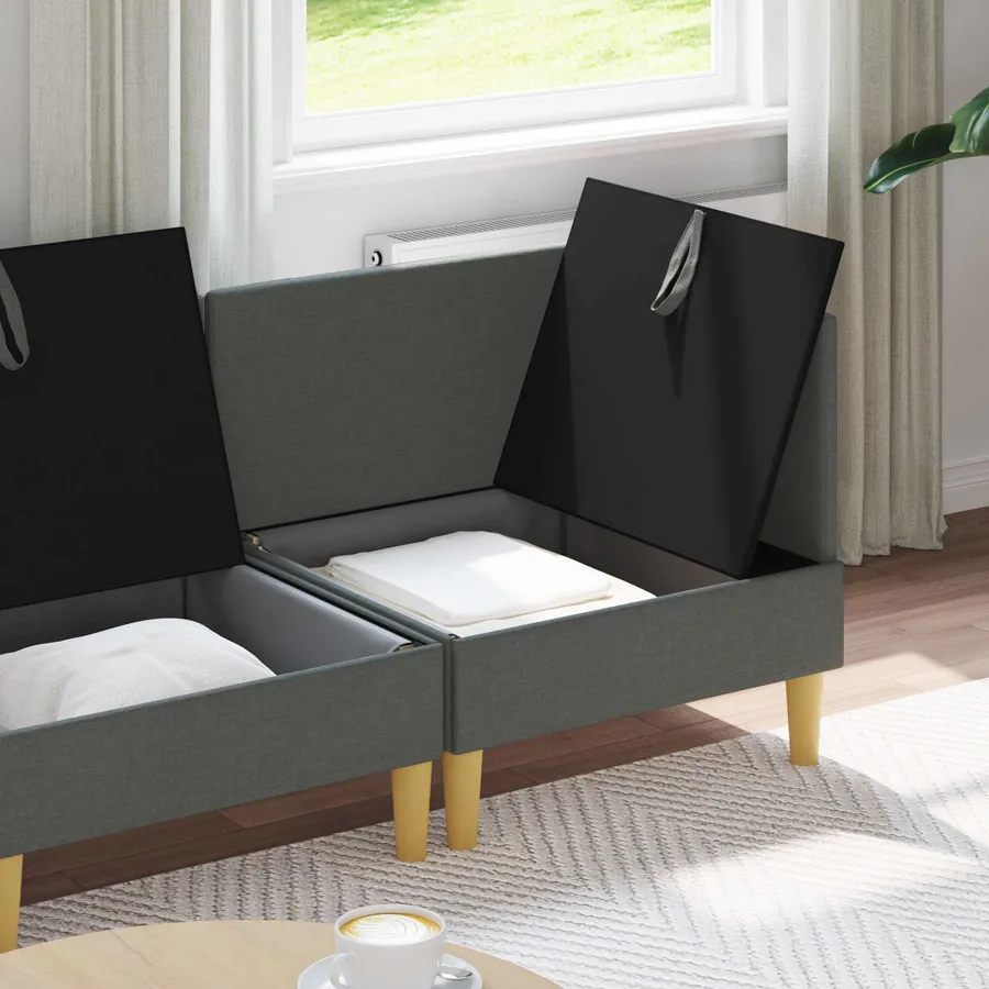Canapé modulaire avec rangement 4 pcs Gris foncé Tissu - 3
