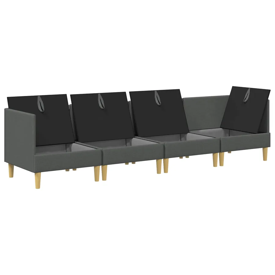 Canapé modulaire avec rangement 4 pcs Gris foncé Tissu - 4