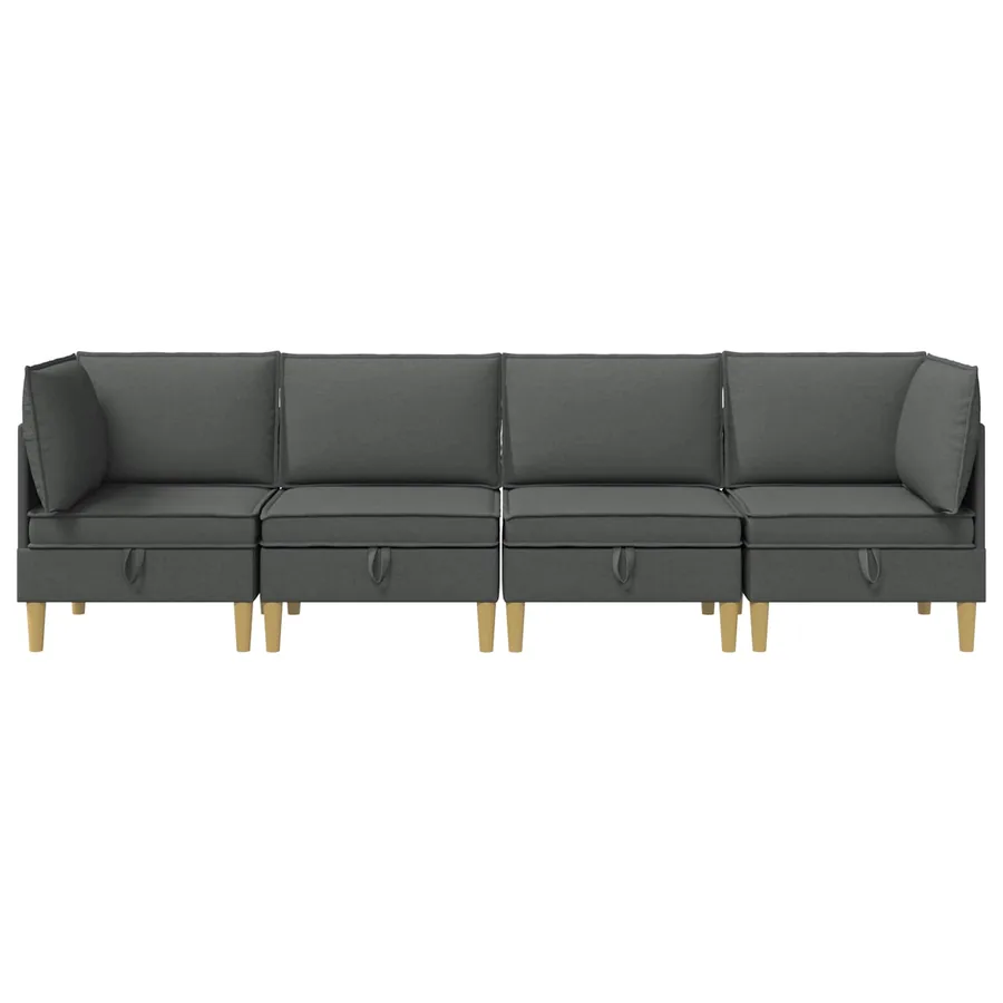 Canapé modulaire avec rangement 4 pcs Gris foncé Tissu - 7
