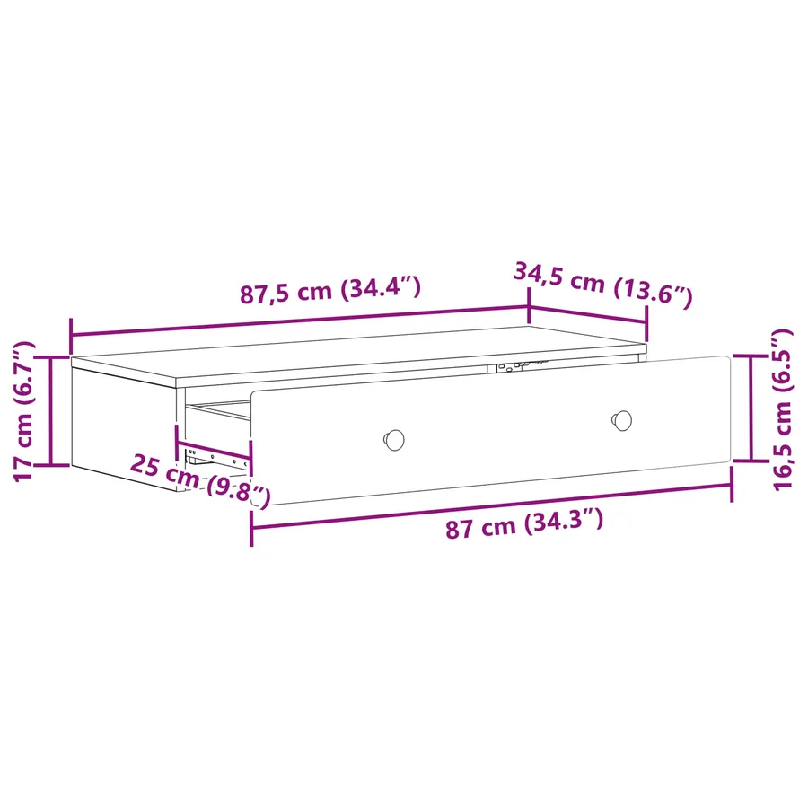 Table d'appoint murale Sonoma gris 87,5 x 34,5 x 17 cm - 9