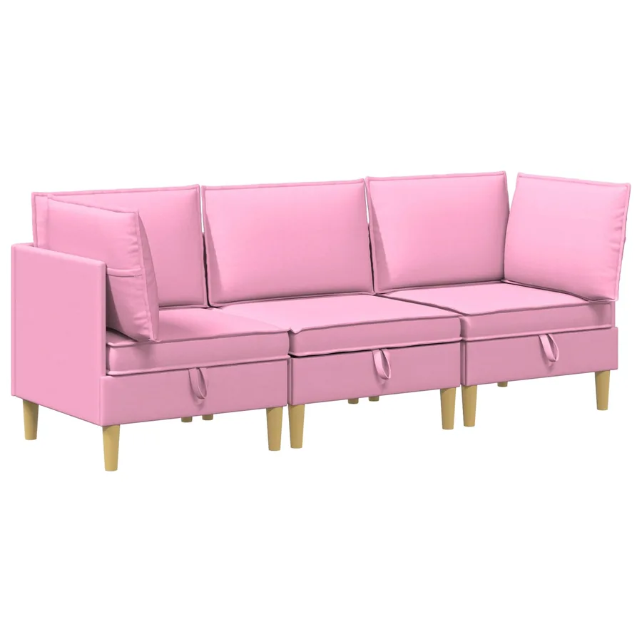Canapé modulaire avec rangement 3 pcs Rose Tissu - 2
