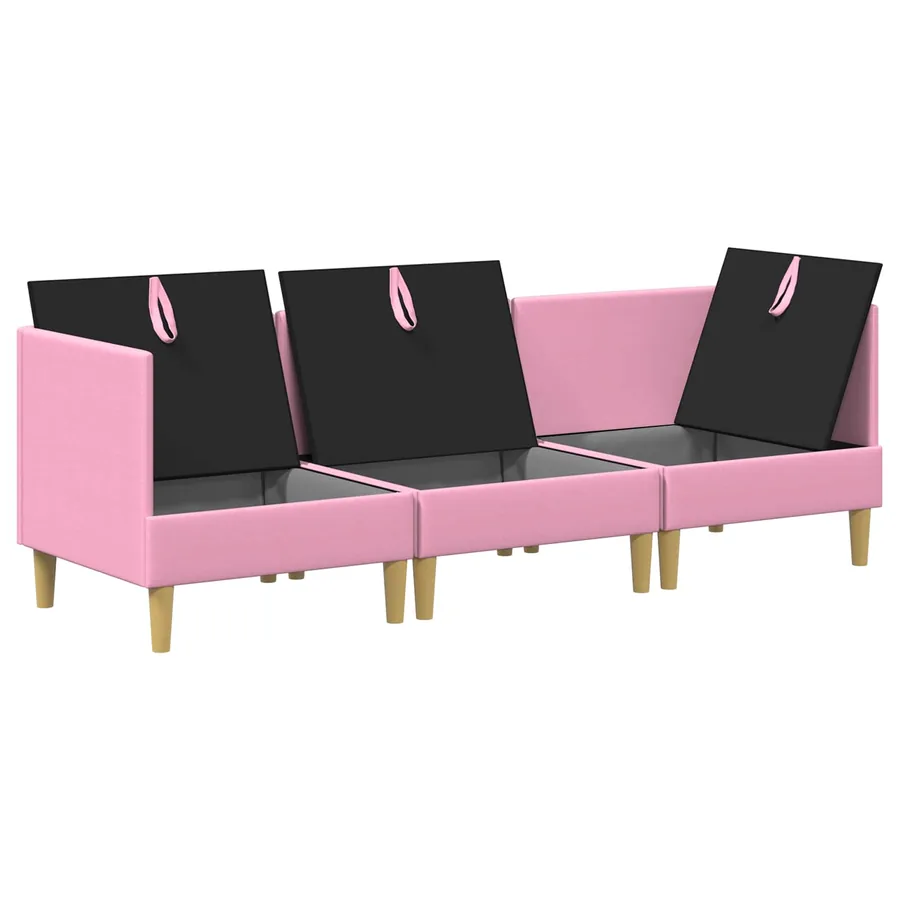 Canapé modulaire avec rangement 3 pcs Rose Tissu - 4