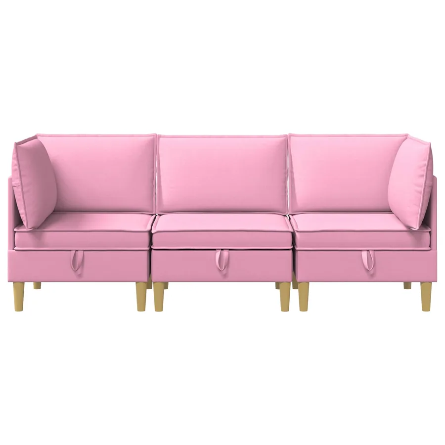 Canapé modulaire avec rangement 3 pcs Rose Tissu - 7
