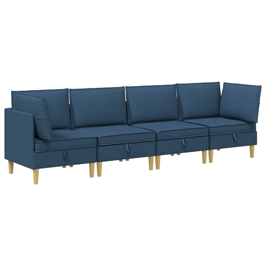 Canapé modulaire avec rangement 4 pcs Bleu Tissu - 2