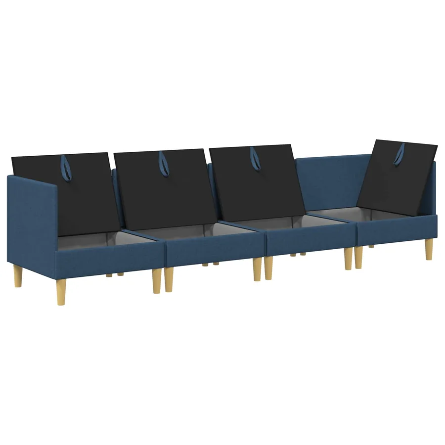 Canapé modulaire avec rangement 4 pcs Bleu Tissu - 4