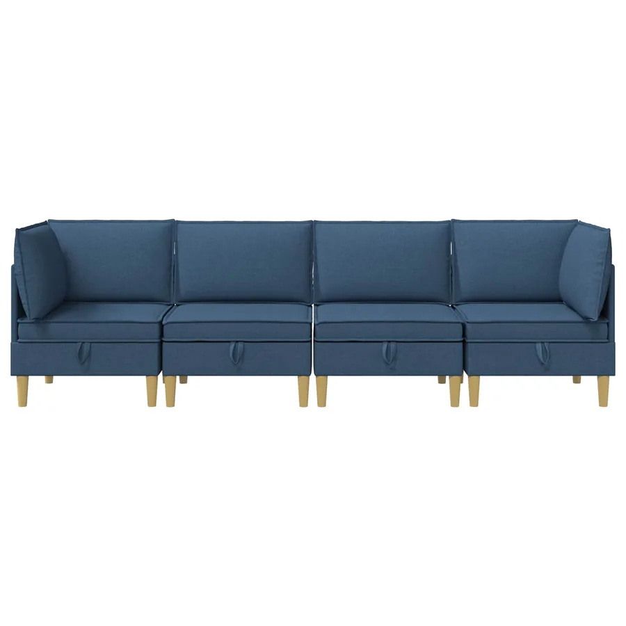 Canapé modulaire avec rangement 4 pcs Bleu Tissu - 7
