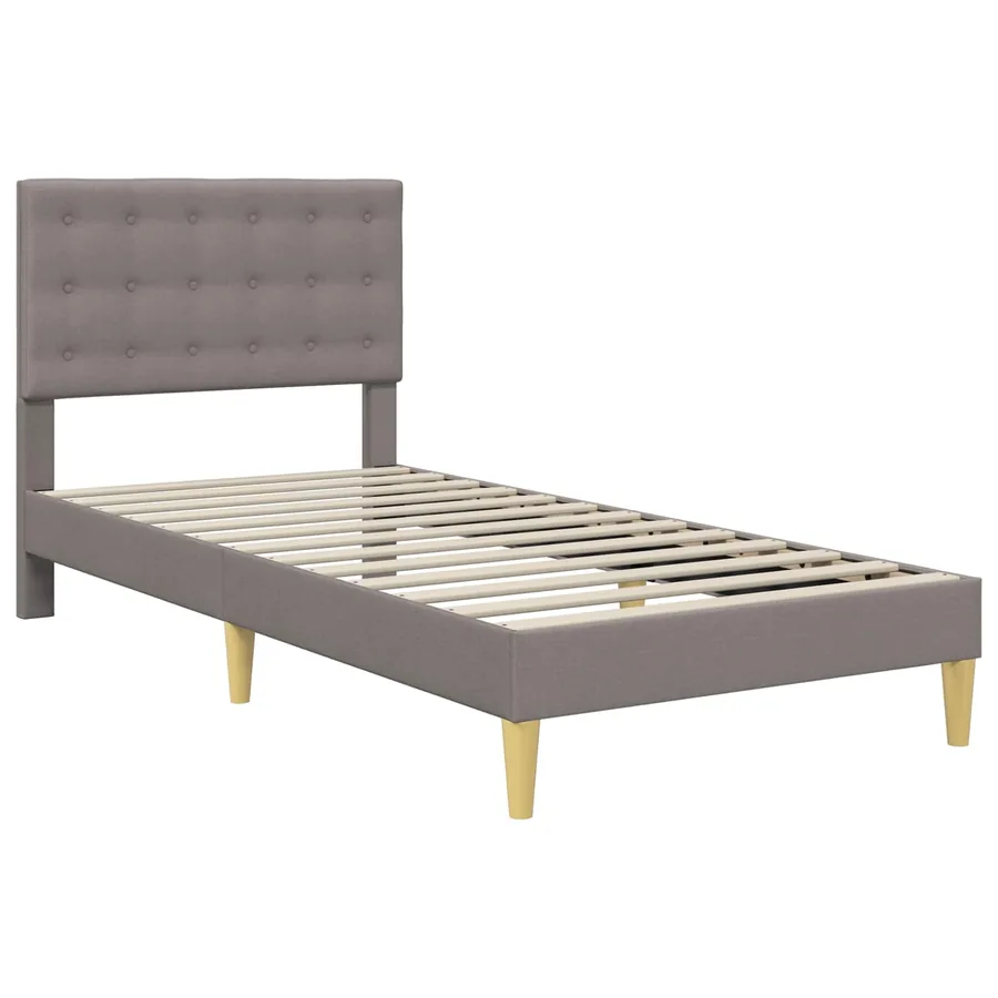 Cadre de lit avec tête de lit Taupe 90 x 200 cm Tissu - 3