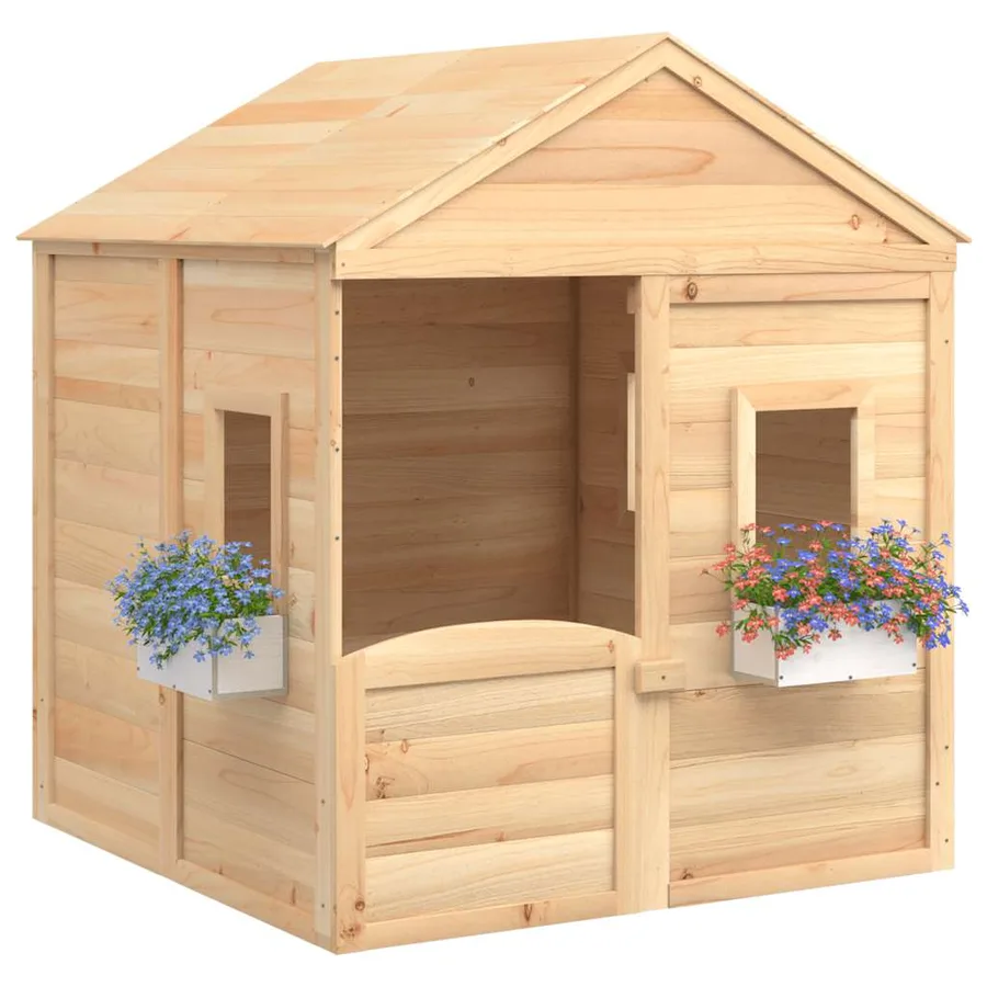 Maison de jeux et porte verrouillable/fleurs bois massif sapin - 4