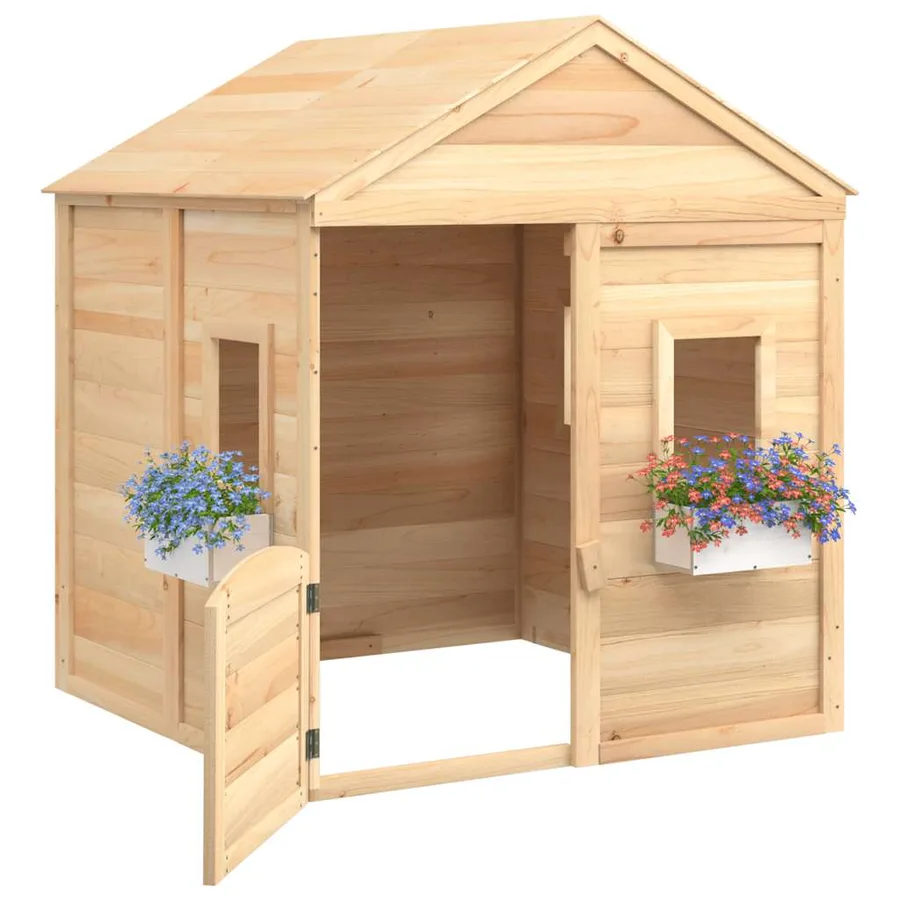 Maison de jeux et porte verrouillable/fleurs bois massif sapin - 5