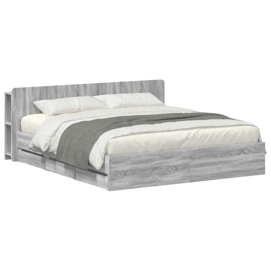 Cadre de lit avec rangement Sonoma gris 180 x 200 cm - 2