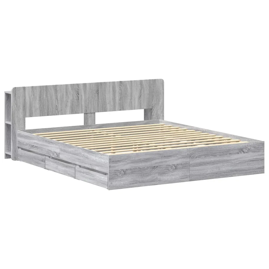 Cadre de lit avec rangement Sonoma gris 180 x 200 cm - 3