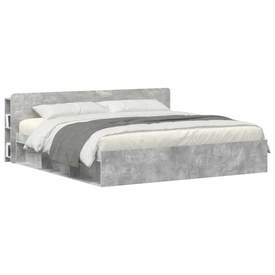 Cabinet de Tête de Lit Gris béton Bois d'ingénierie - 3