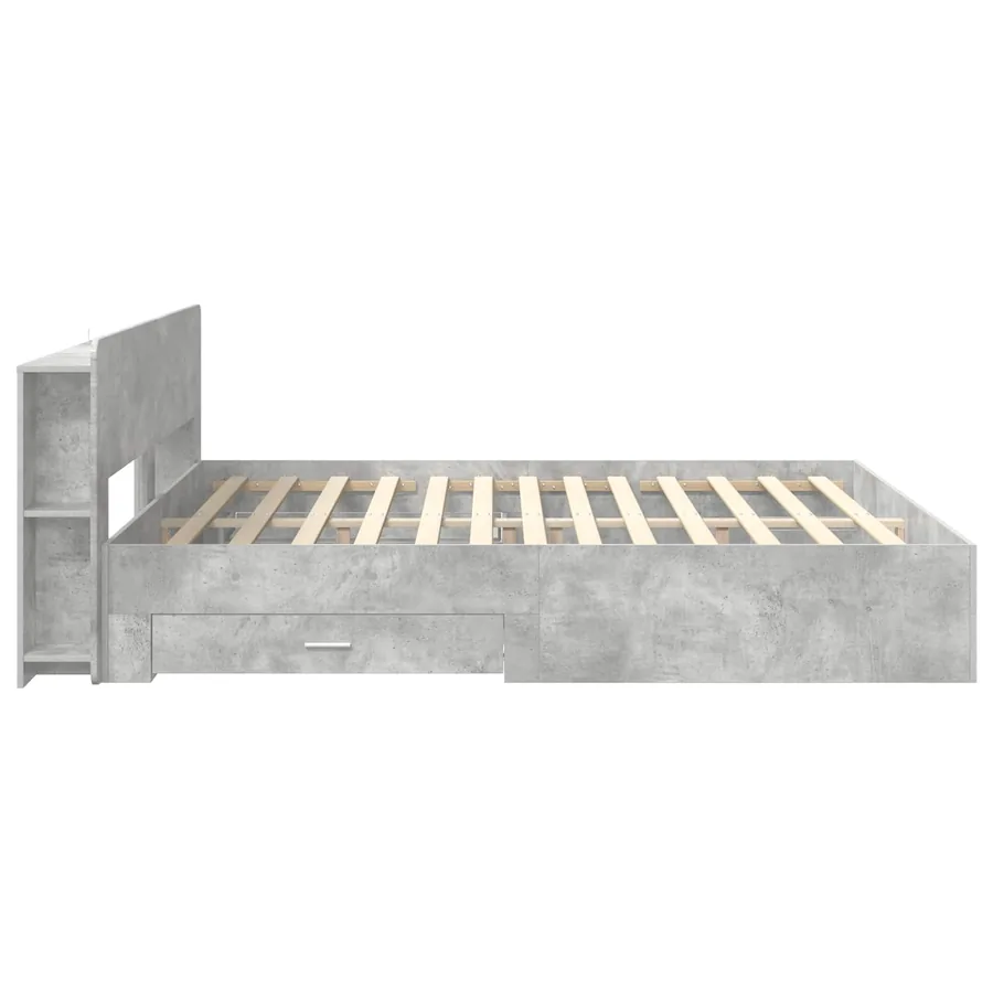 Cadre de lit avec rangement Gris béton 200 x 200 cm - 4