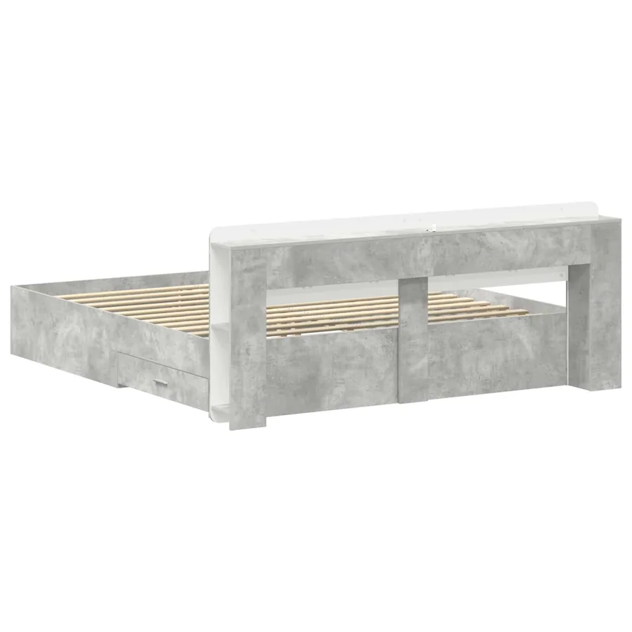 Cadre de lit avec rangement Gris béton 200 x 200 cm - 5