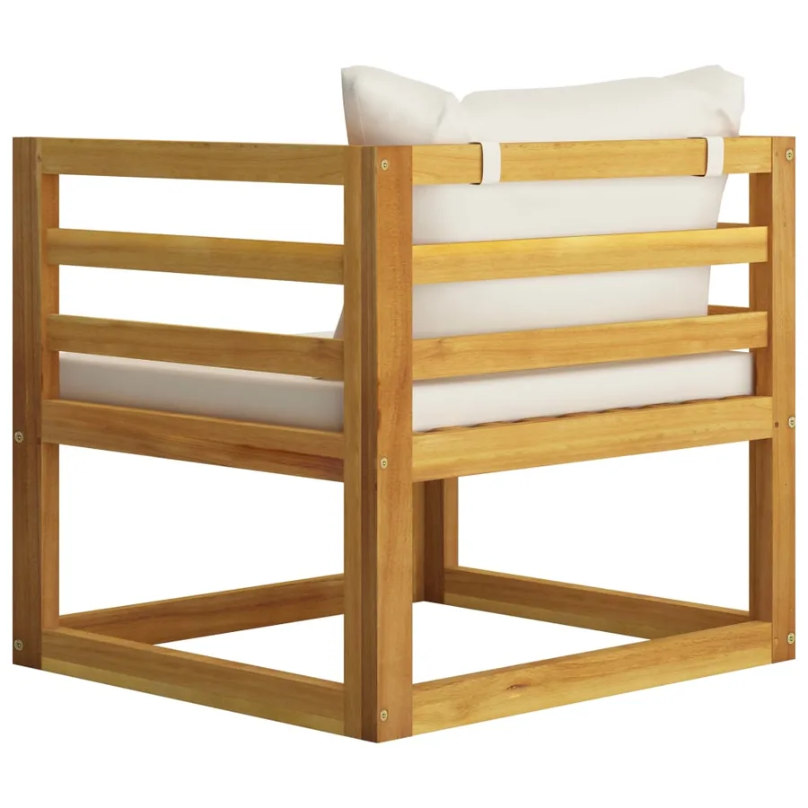 Salon de jardin 7 pcs avec coussin Crème Bois d'acacia solide - 17