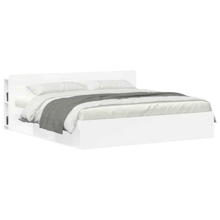 Cabinet de Tête de Lit avec stockage Blanc Bois d'ingénierie - 3