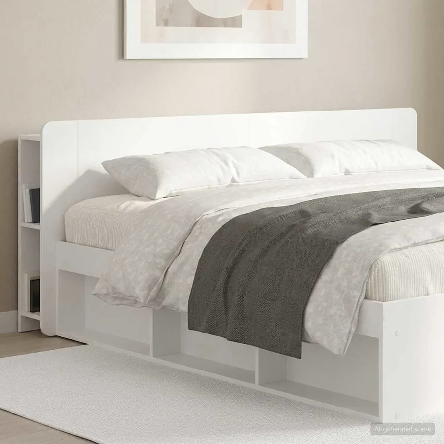 Cabinet de Tête de Lit avec stockage Blanc Bois d'ingénierie - 4