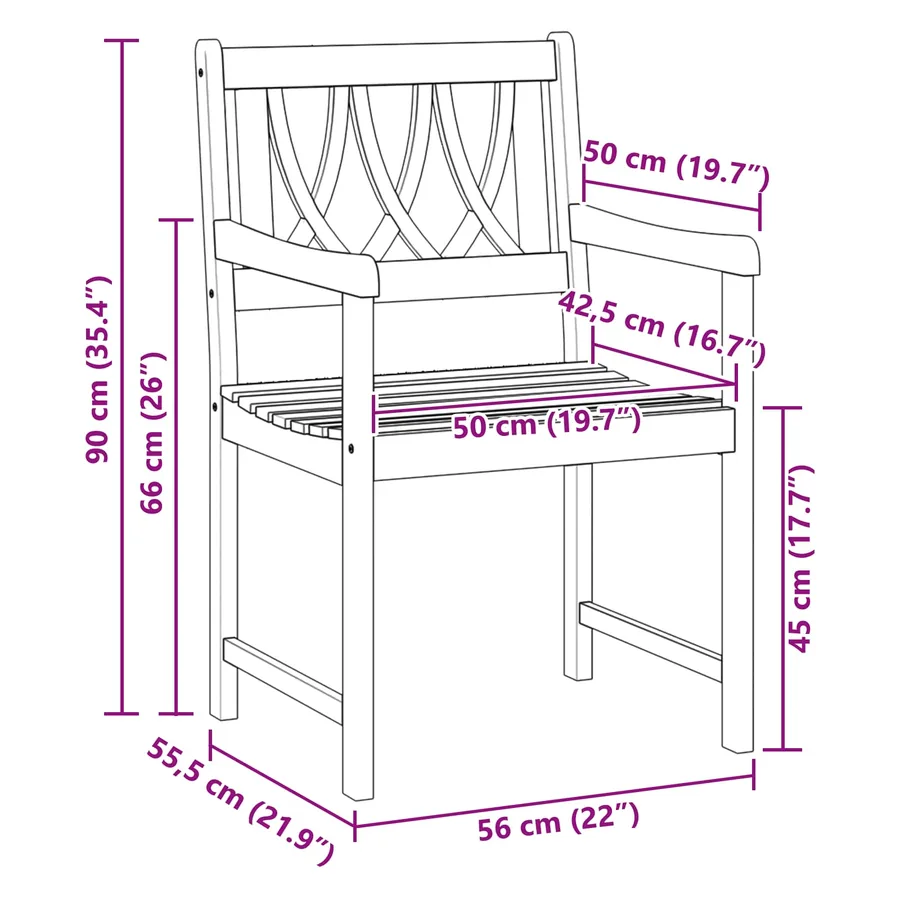 Chaises de jardin 2 pcs Naturel Bois d'Acacia Massif - 10