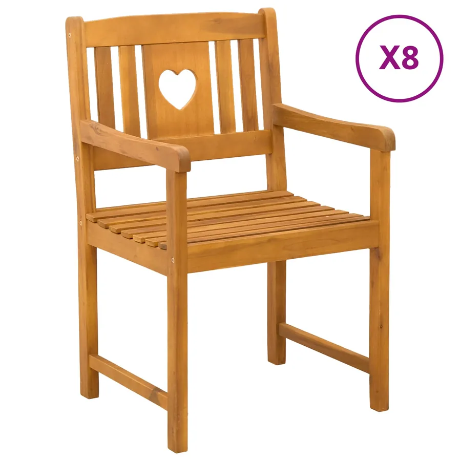 Chaises de jardin 8 pcs Naturel Bois d'Acacia Massif - 2