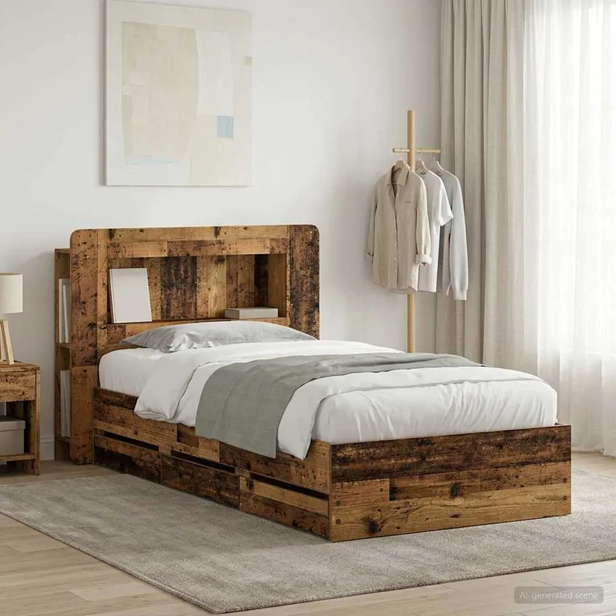 Cadre de lit avec rangement Bois ancien 80 x 200 cm