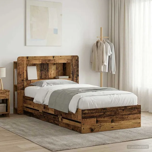 Cadre de lit avec rangement Bois ancien 80 x 200 cm