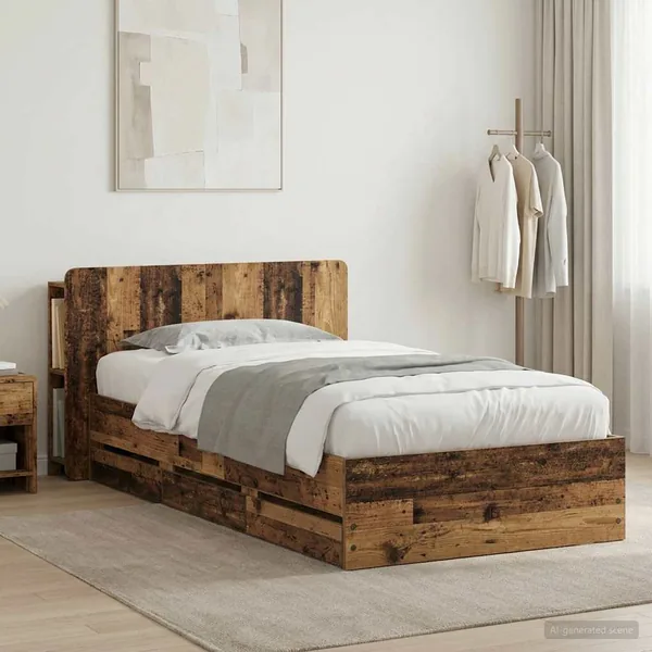 Cadre de lit avec rangement Bois ancien 80 x 200 cm