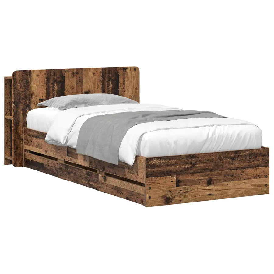 Cadre de lit avec rangement Bois ancien 80 x 200 cm - 2