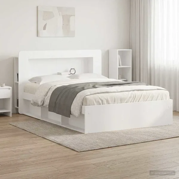 Cabinet de Tête de Lit avec stockage Blanc Bois d’ingénierie
