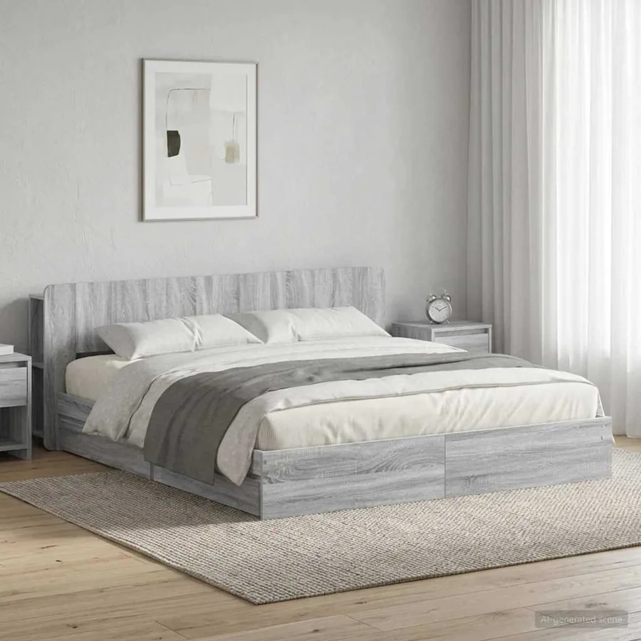 Cadre de lit avec rangement Sonoma gris 200 x 200 cm