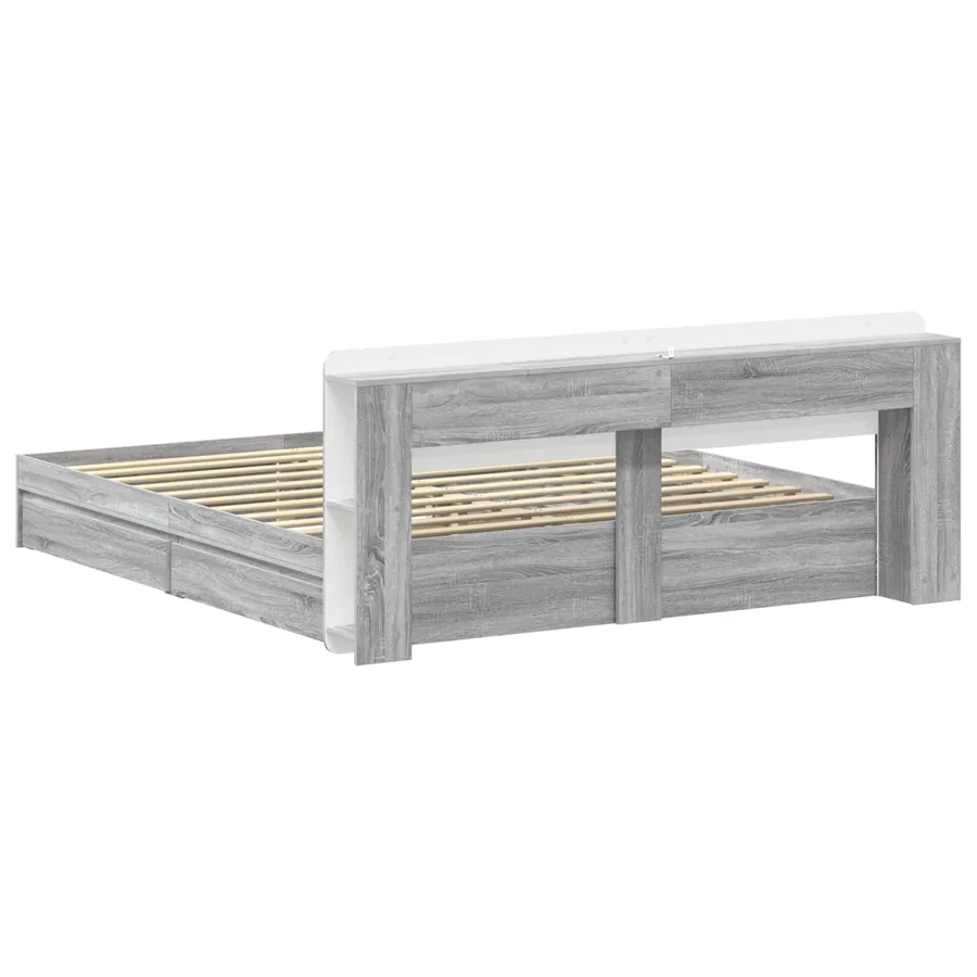 Cadre de lit avec rangement Sonoma gris 200 x 200 cm - 6