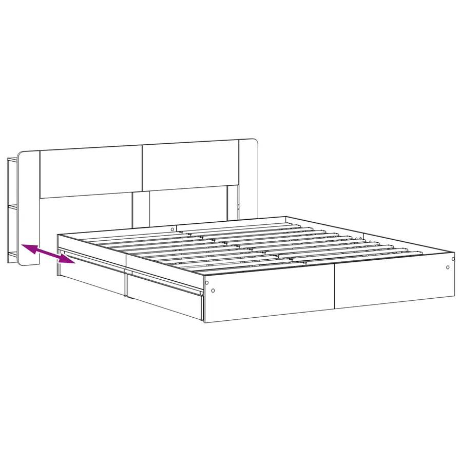 Cadre de lit avec rangement Sonoma gris 200 x 200 cm - 9