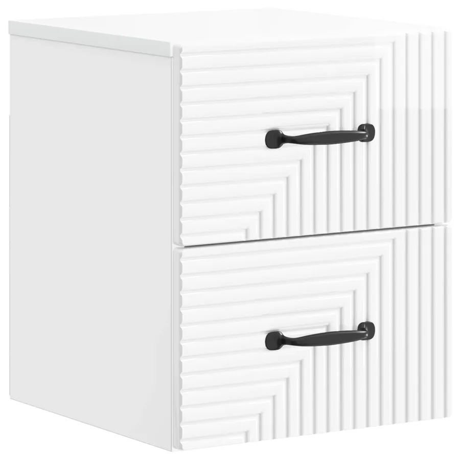 Cabinet de chevet mural Blanc brillant 34,5 x 33 x 40 cm - 2