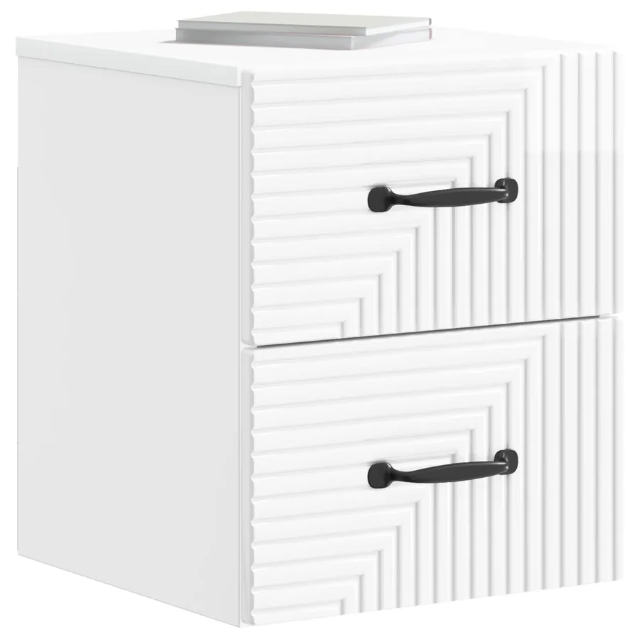 Cabinet de chevet mural Blanc brillant 34,5 x 33 x 40 cm - 3