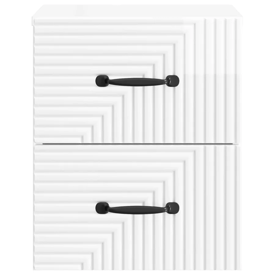 Cabinet de chevet mural Blanc brillant 34,5 x 33 x 40 cm - 5