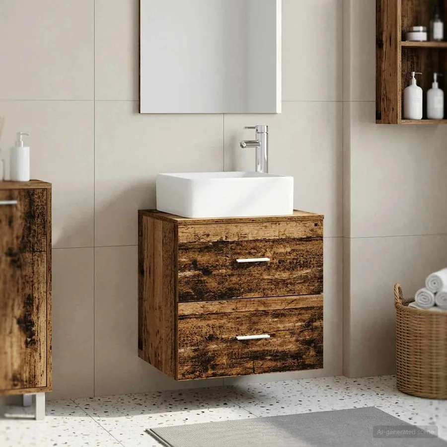 Vanité de lavabo mural Bois ancien 53 x 34,5 x 63 cm
