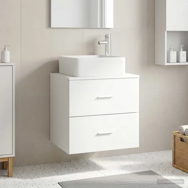 Vanité de lavabo mural Blanc 53 x 34,5 x 63 cm
