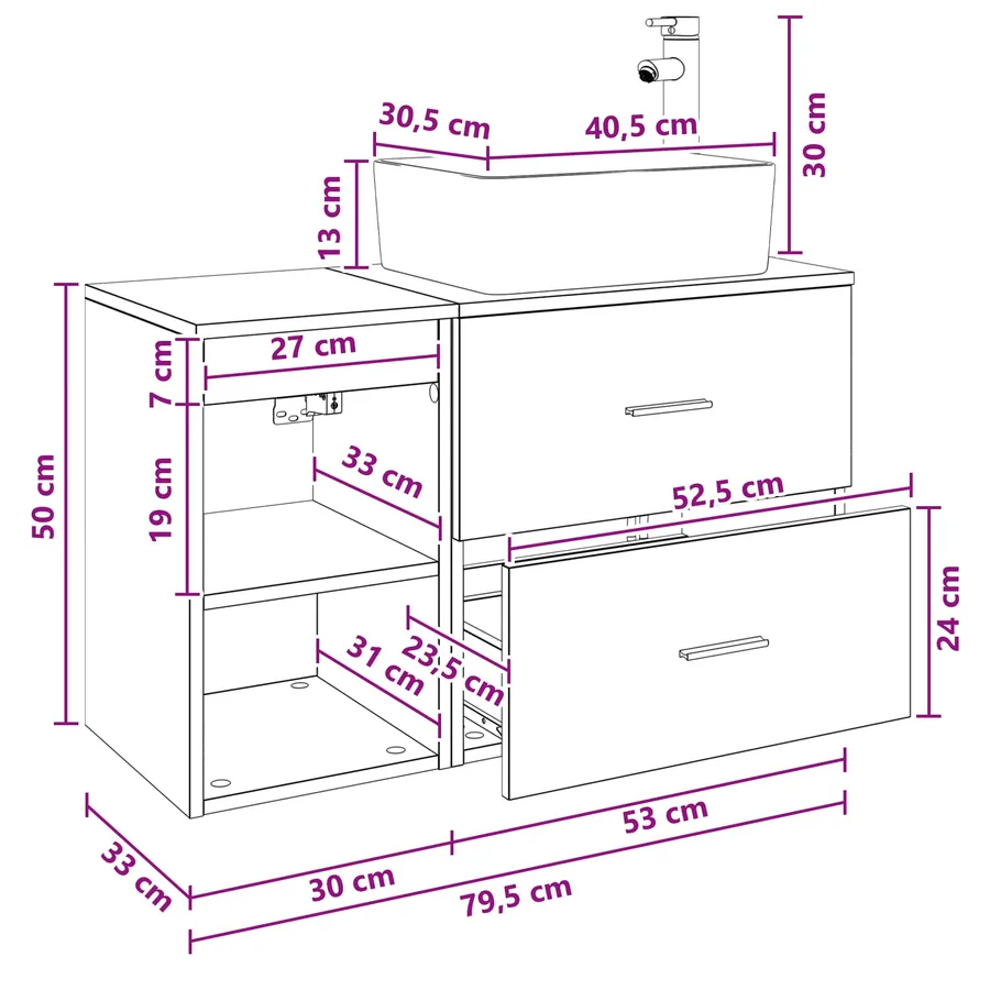Ensemble de mobilier de salle de bain 2 pcs Sonoma gris - 11