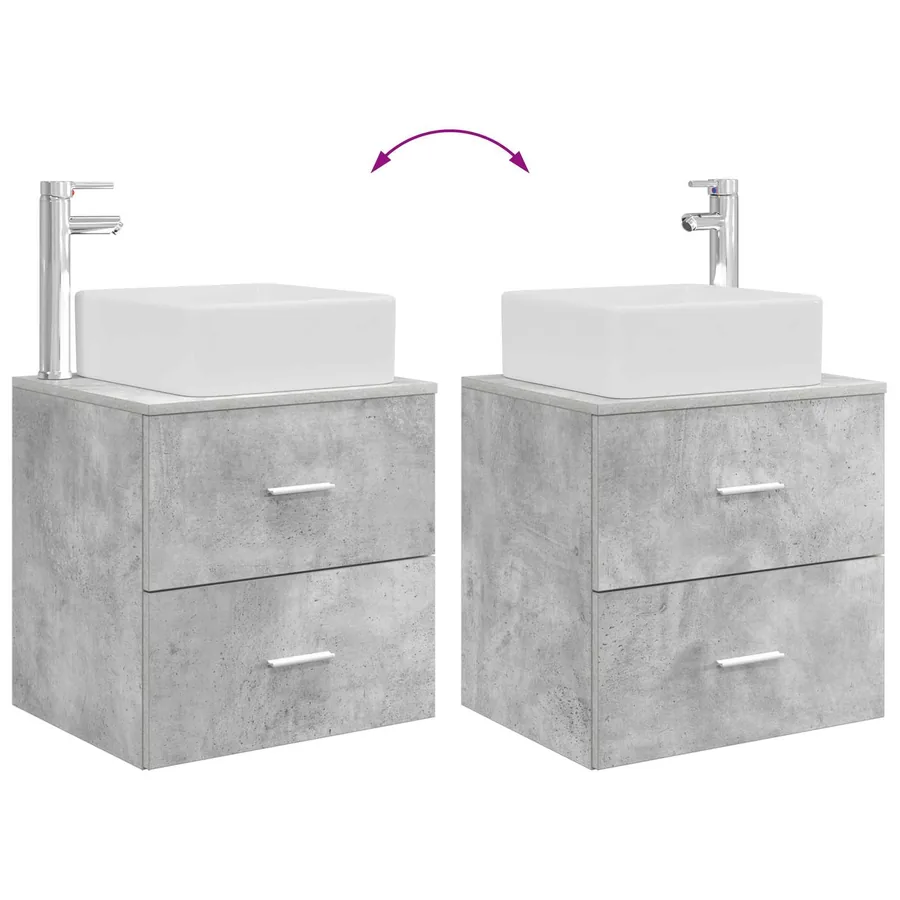 Ensemble de mobilier de salle de bain 4 pcs Gris béton - 13