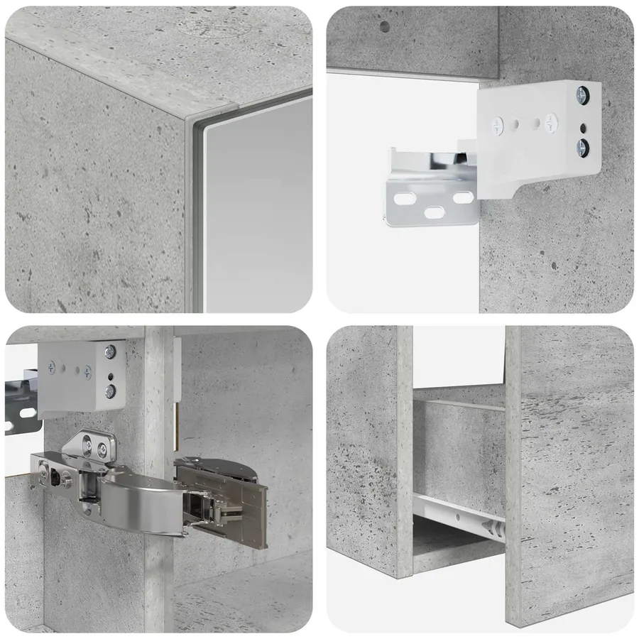 Ensemble de mobilier de salle de bain 4 pcs Gris béton - 9