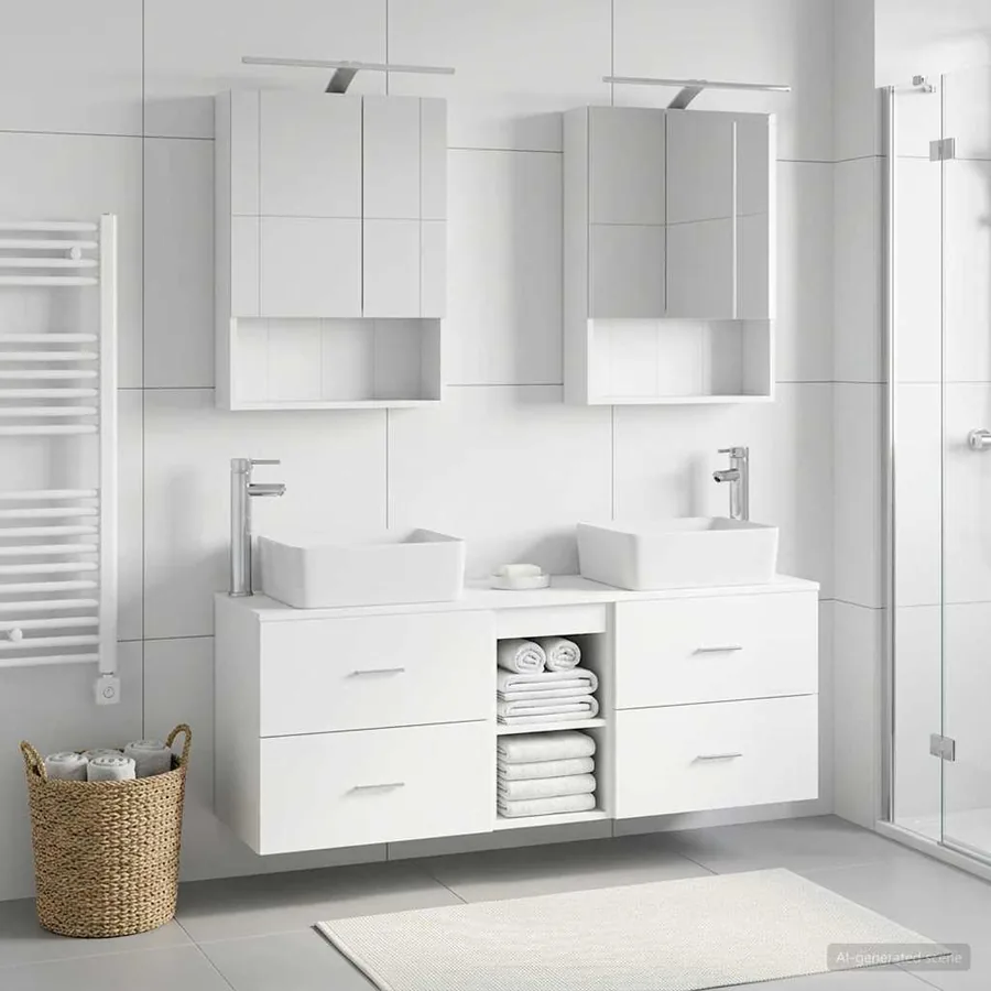 Ensemble de mobilier de salle de bain 5 pcs Blanc