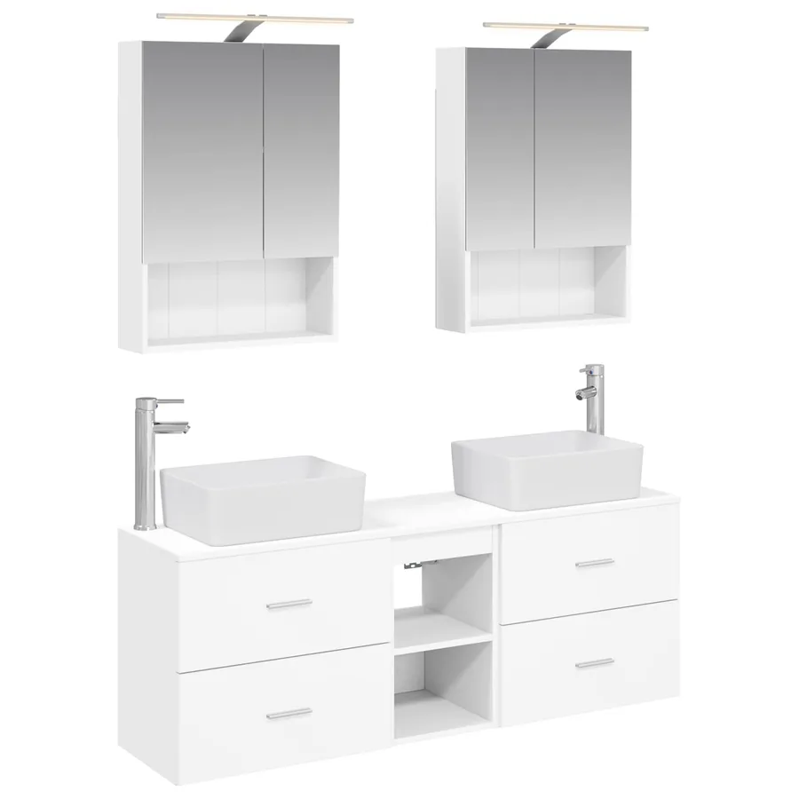 Ensemble de mobilier de salle de bain 5 pcs Blanc - 2