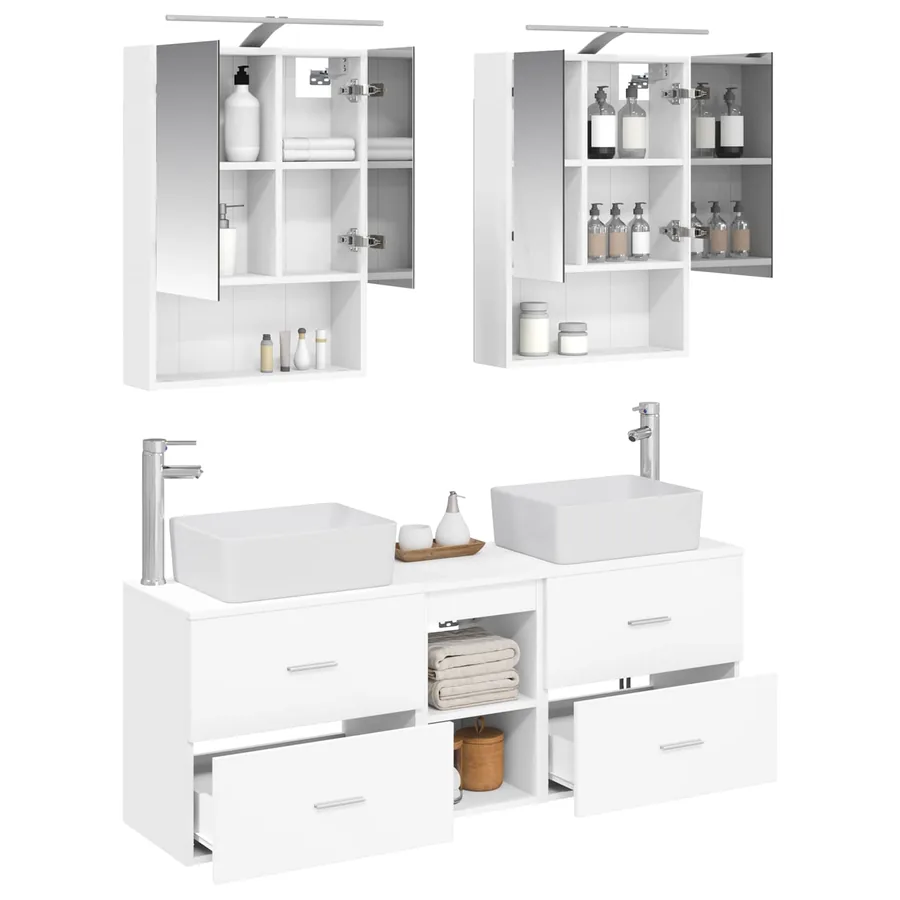 Ensemble de mobilier de salle de bain 5 pcs Blanc - 3