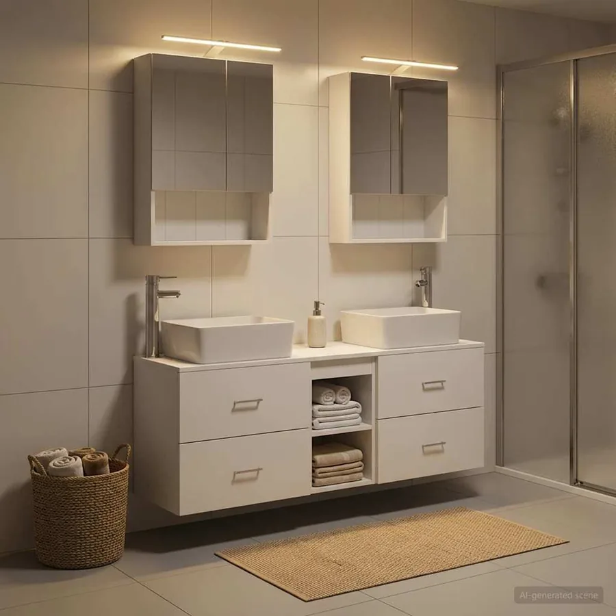Ensemble de mobilier de salle de bain 5 pcs Blanc - 4
