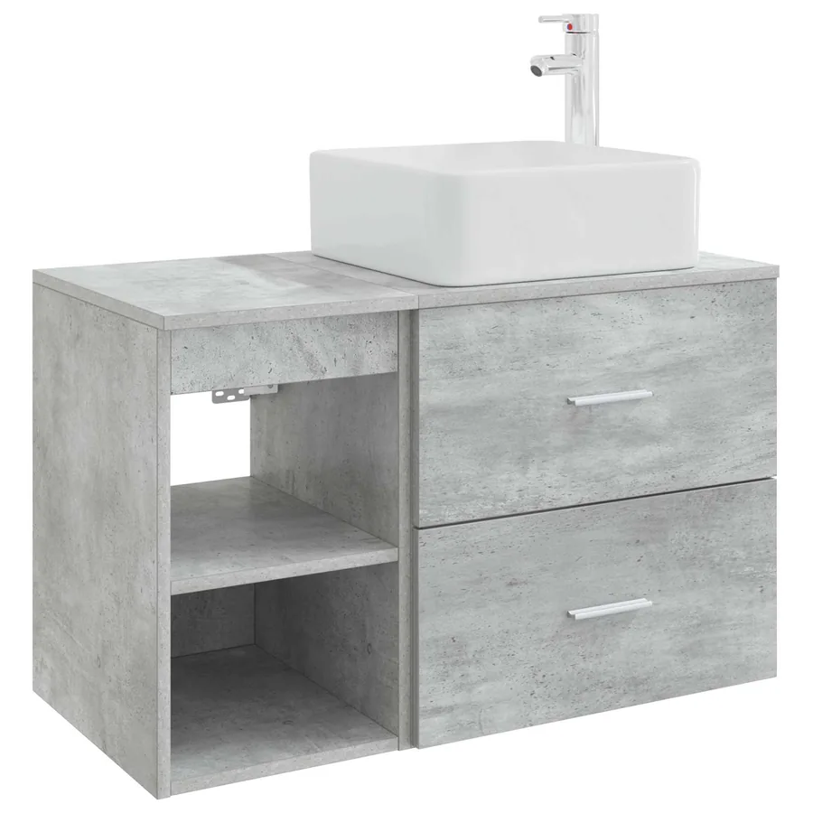 Ensemble de mobilier de salle de bain 2 pcs Gris béton - 2